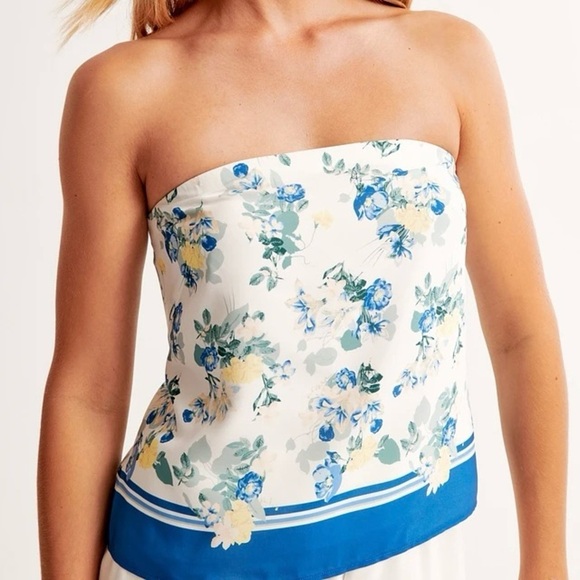 Abercrombie & Fitch| NWT Silky Floral Tube Top Blouse Sz S Brand NEW! - Picture 1 of 7